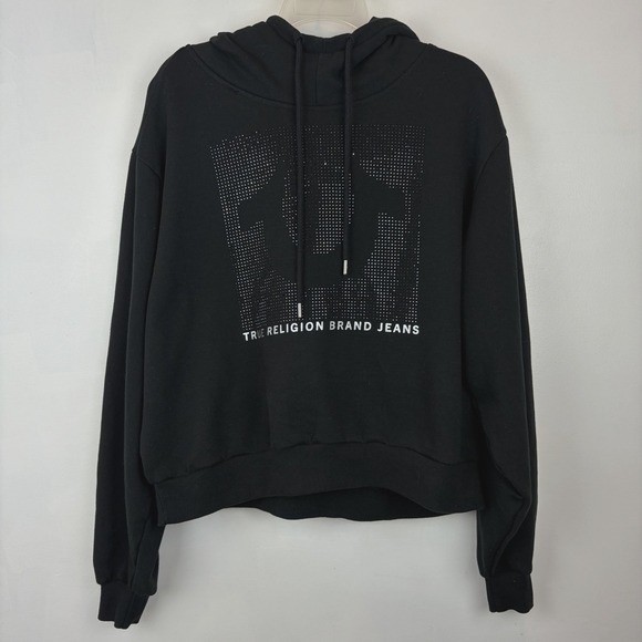 True Religion Tops - True Religion Hoodie Womens Medium Pullover Sweatshirt Black Bling Spellout